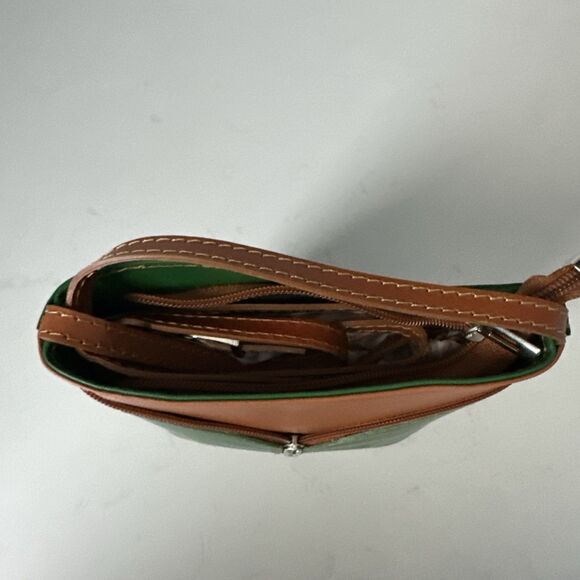 Green Vera Pelle Purse Genuine Italian Leather Crossbody Handbag New - Picture 10 of 10